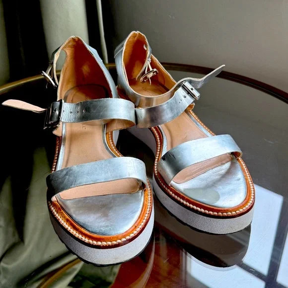 Loeffler Randall Metallic Platform Sandals Size 8 - Picture 3 of 6